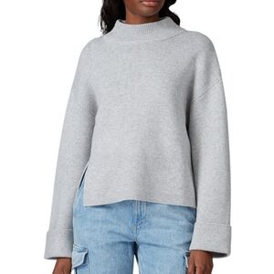 Victor Alfaro Oversized Mockneck Sweater Light Grey Knit Pullover Women's Small